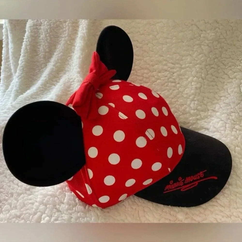 Disney Parks Minnie Mouse Ears Red & White Polka Dot Adjustable Girls Cap 🌹HP🌹